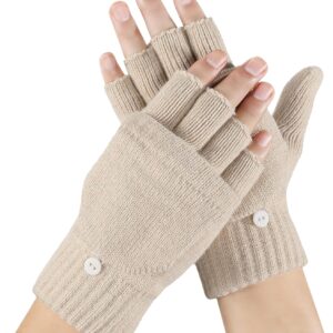 Convertible Mittens Fingerless Gloves Knit Thermal Touchscreen - Image 10