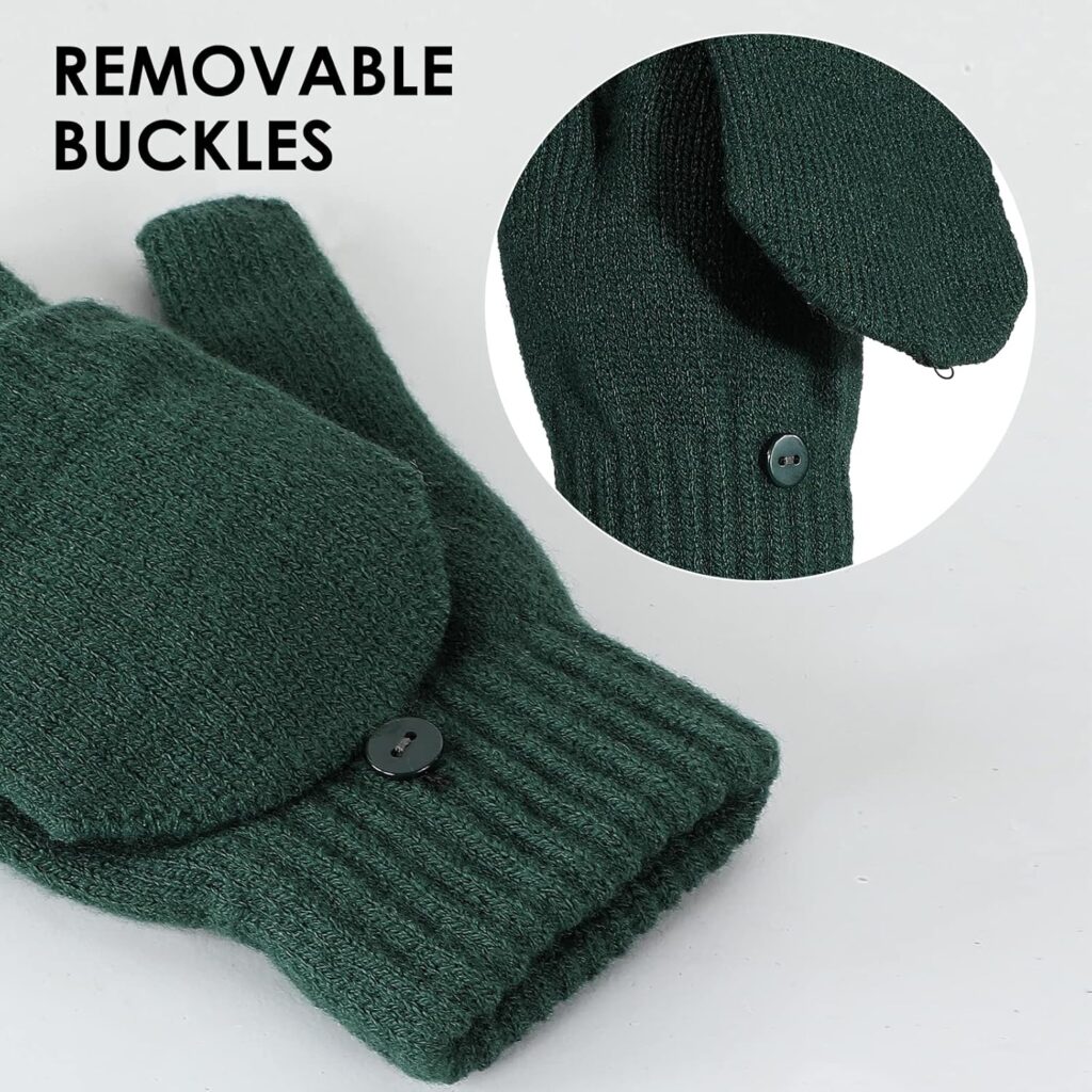 Convertible Mittens Fingerless Gloves Knit Thermal Touchscreen - Image 2