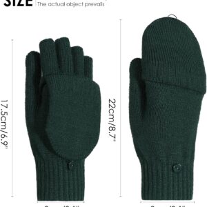 Convertible Mittens Fingerless Gloves Knit Thermal Touchscreen - Image 6