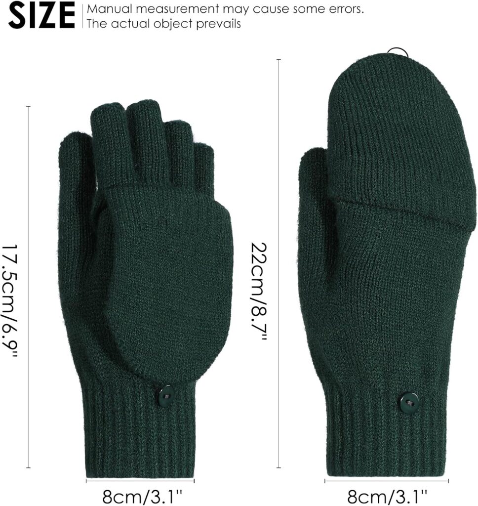 Convertible Mittens Fingerless Gloves Knit Thermal Touchscreen - Image 6