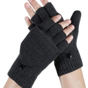 Convertible Mittens Fingerless Gloves Knit Thermal Touchscreen - Image 7