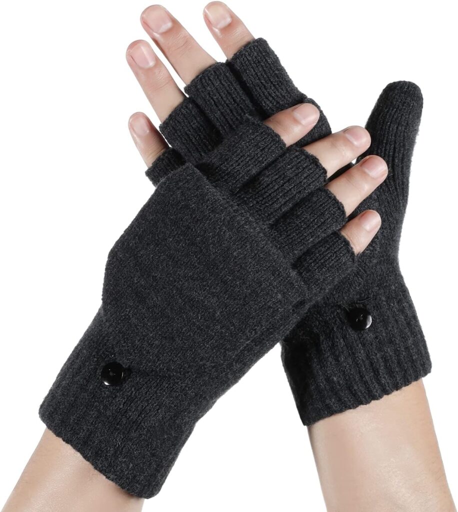 Convertible Mittens Fingerless Gloves Knit Thermal Touchscreen - Image 7
