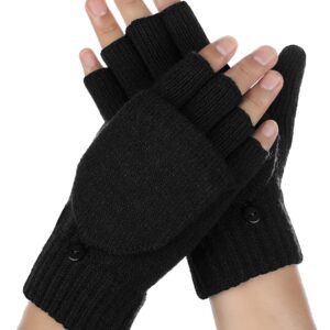 Convertible Mittens Fingerless Gloves Knit Thermal Touchscreen - Image 8