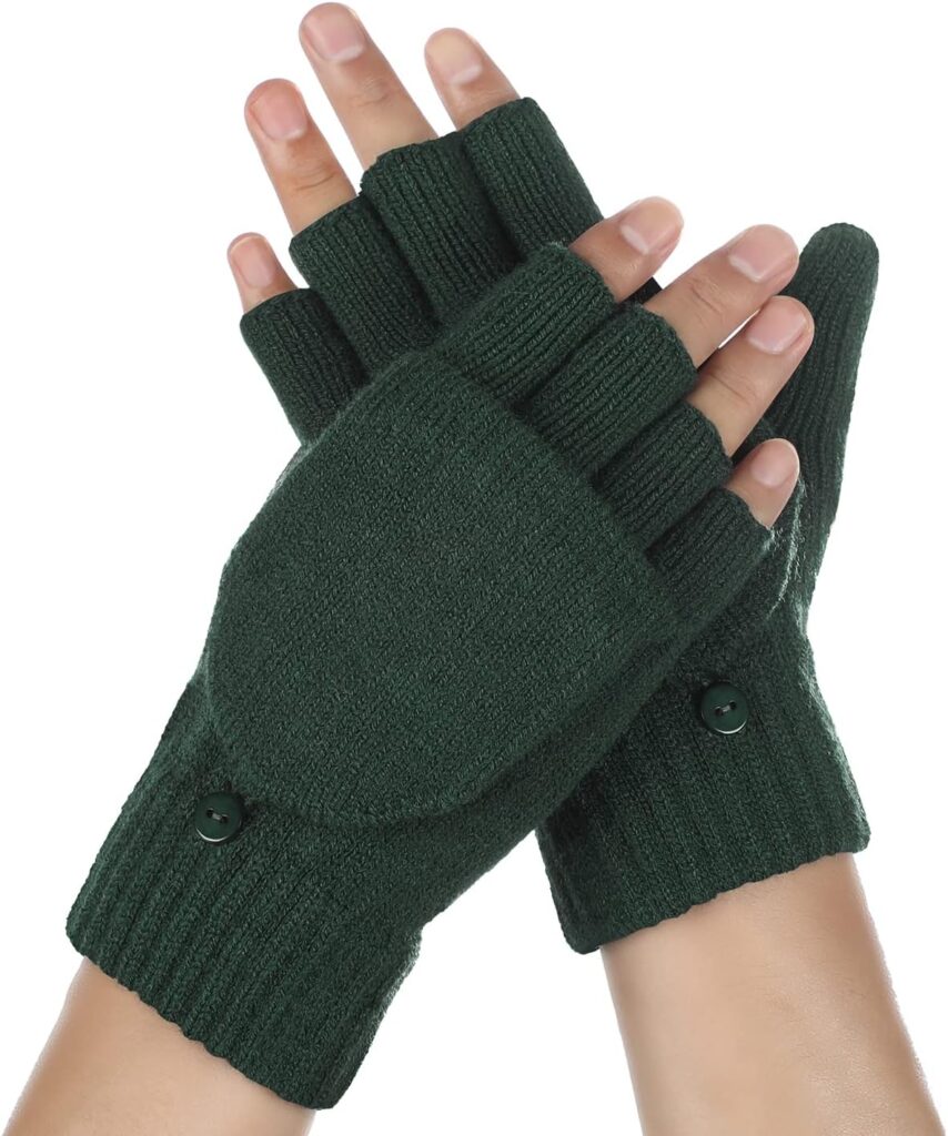 Convertible Mittens Fingerless Gloves Knit Thermal Touchscreen