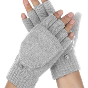 Convertible Mittens Fingerless Gloves Knit Thermal Touchscreen - Image 9