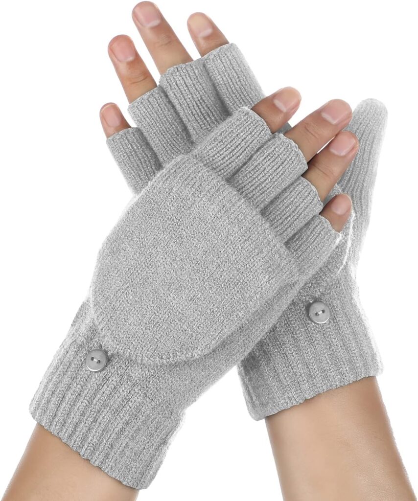 Convertible Mittens Fingerless Gloves Knit Thermal Touchscreen - Image 9