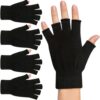 Fingerless Gloves Knit Acrylic Black Set of 2