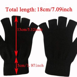 Fingerless Gloves Knit Acrylic Black Set of 2 - Image 2