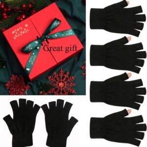 Fingerless Gloves Knit Acrylic Black Set of 2 - Image 4