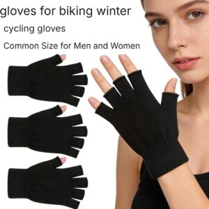 Fingerless Gloves Knit Acrylic Black Set of 2 - Image 5
