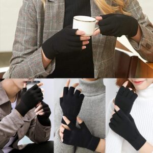 Fingerless Gloves Knit Acrylic Black Set of 2 - Image 6
