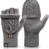 Knitted Fingerless Gloves Warm Convertible Mittens