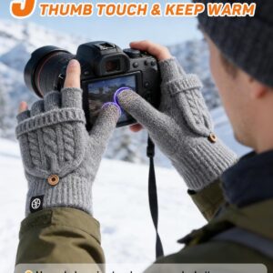 Knitted Fingerless Gloves Warm Convertible Mittens - Image 4