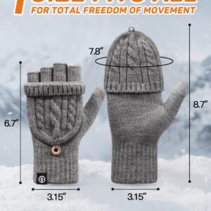 Knitted Fingerless Gloves Warm Convertible Mittens - Image 5