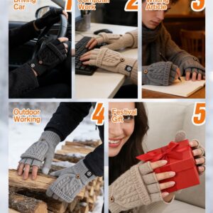 Knitted Fingerless Gloves Warm Convertible Mittens - Image 6