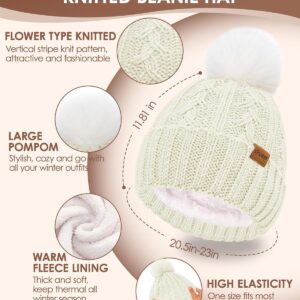 Winter Beanie Hat Scarf Gloves Set Fleece Lined - Image 2