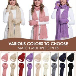 Winter Beanie Hat Scarf Gloves Set Fleece Lined - Image 5