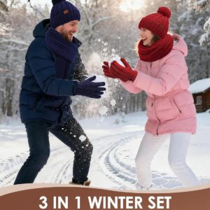 Winter Beanie Hat Scarf Gloves Set Fleece Lined - Image 6