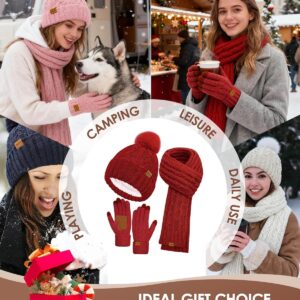 Winter Beanie Hat Scarf Gloves Set Fleece Lined - Image 7