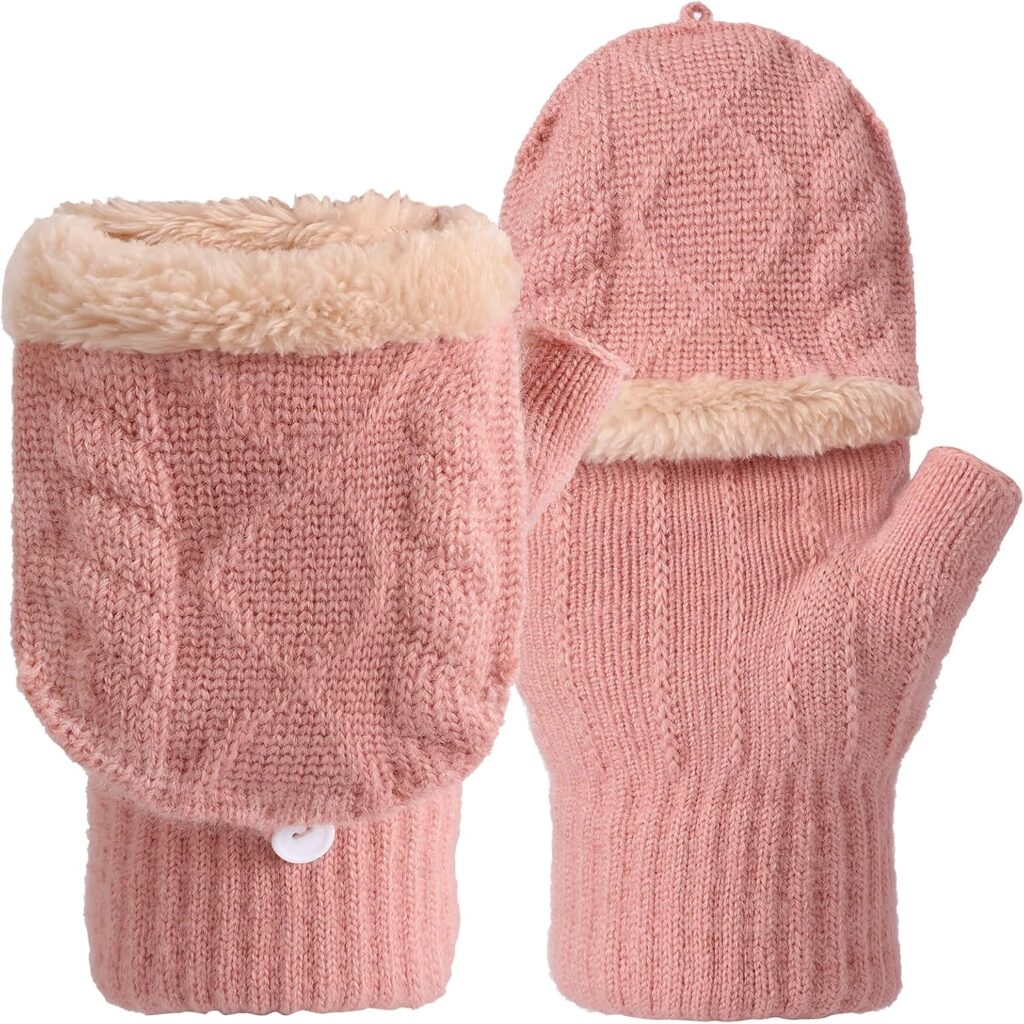 Winter Fingerless Gloves Thermal Knit Touchscreen - Image 10