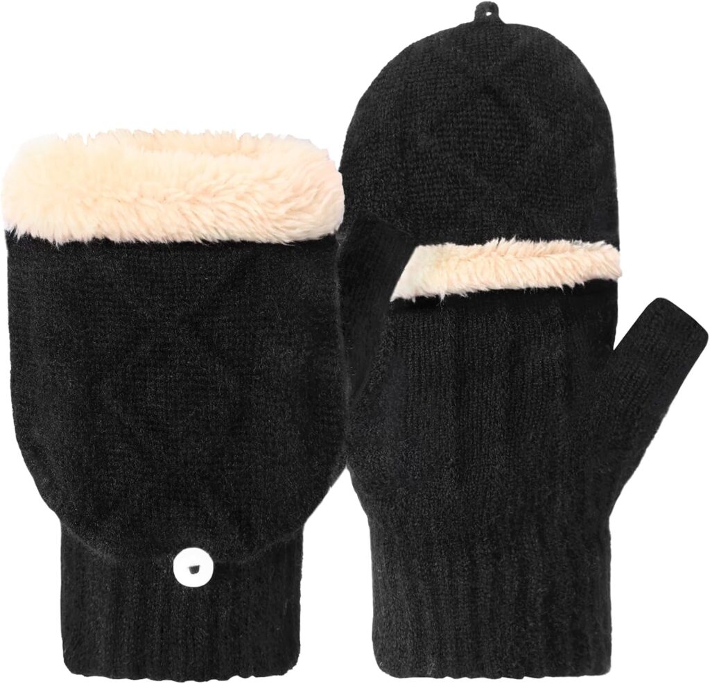 Winter Fingerless Gloves Thermal Knit Touchscreen