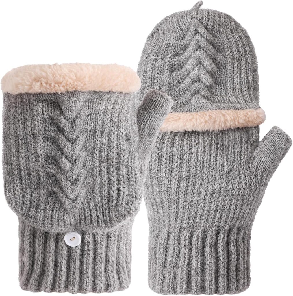 Winter Fingerless Gloves Thermal Knit Touchscreen - Image 11