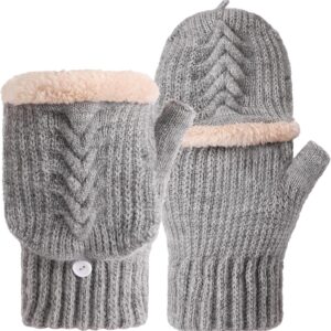 Winter Fingerless Gloves Thermal Knit Touchscreen - Image 11