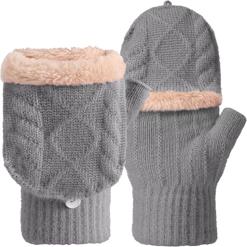 Winter Fingerless Gloves Thermal Knit Touchscreen - Image 12