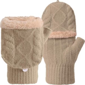 Winter Fingerless Gloves Thermal Knit Touchscreen - Image 13