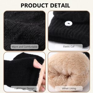 Winter Fingerless Gloves Thermal Knit Touchscreen - Image 4