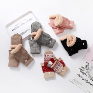 Winter Fingerless Gloves Thermal Knit Touchscreen - Image 6
