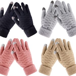 Winter Gloves 4 Pairs Touchscreen Knit Acrylic - Image 8
