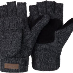 Winter Knitted Fingerless Gloves Wool Blend Unisex