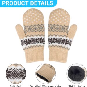 Winter Mittens Gloves Knit Thermal Lining - Image 2