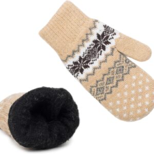 Winter Mittens Gloves Knit Thermal Lining - Image 3