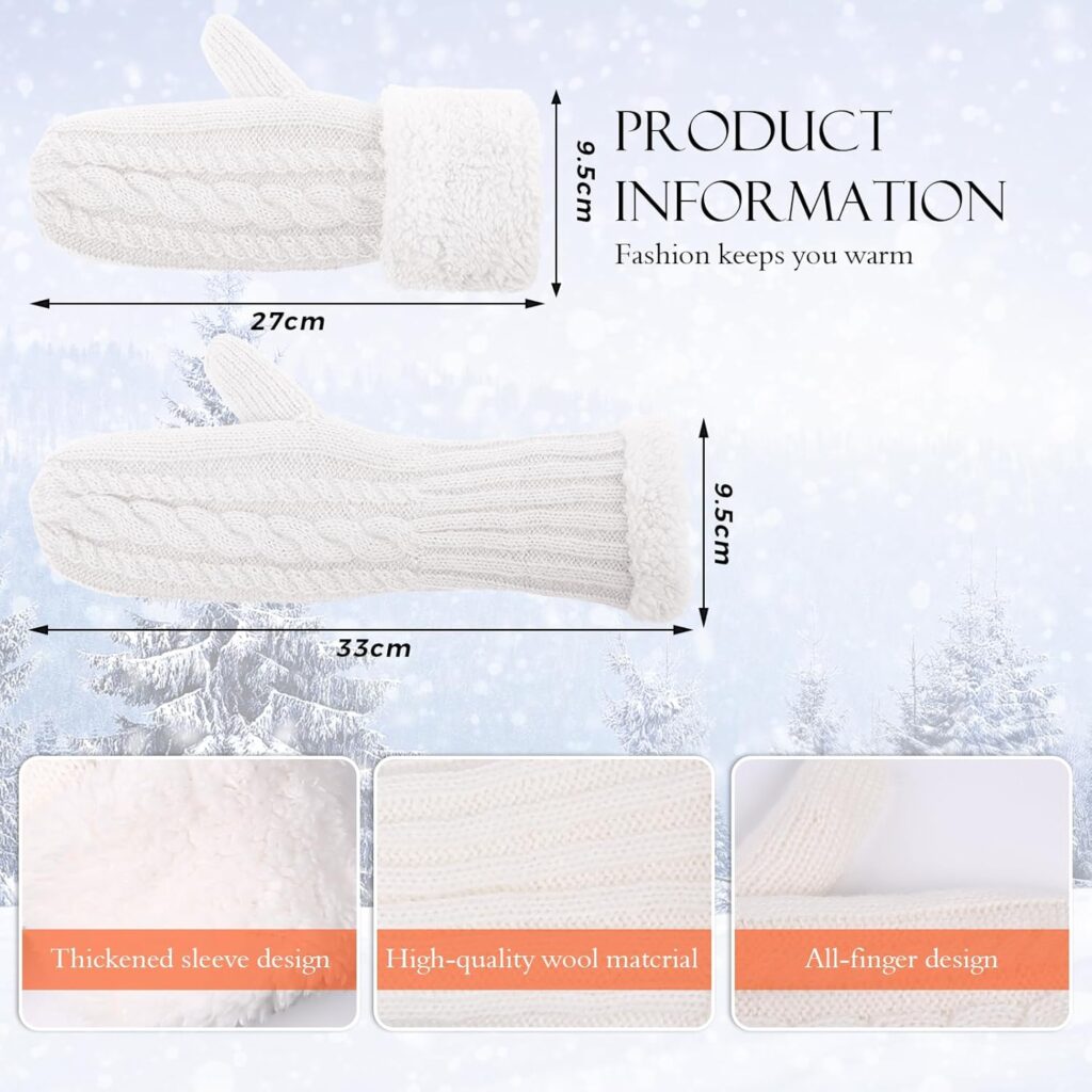 Winter Warm Mittens Knitted Thick Soft Lining Women - Image 2