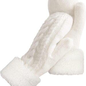 Winter Warm Mittens Knitted Thick Soft Lining Women