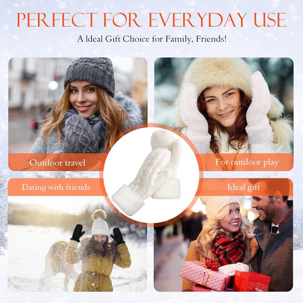 Winter Warm Mittens Knitted Thick Soft Lining Women - Image 6