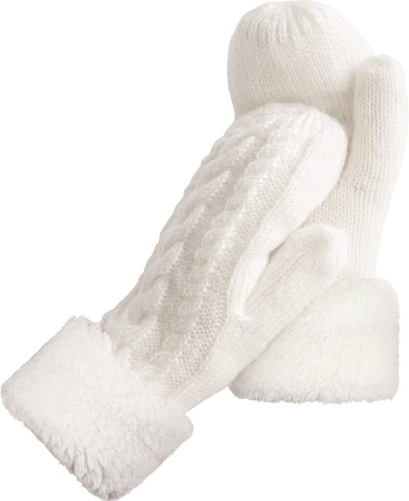 Winter Warm Mittens Knitted Thick Soft Lining Women